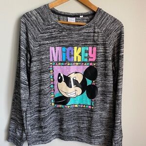 Disney Mickey Mouse Vinyl Graphic Long Sleeve Lightweight Sweater Top Size Small